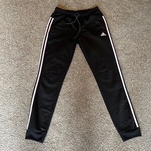 Brand new black with light pink stripe adidas joggers